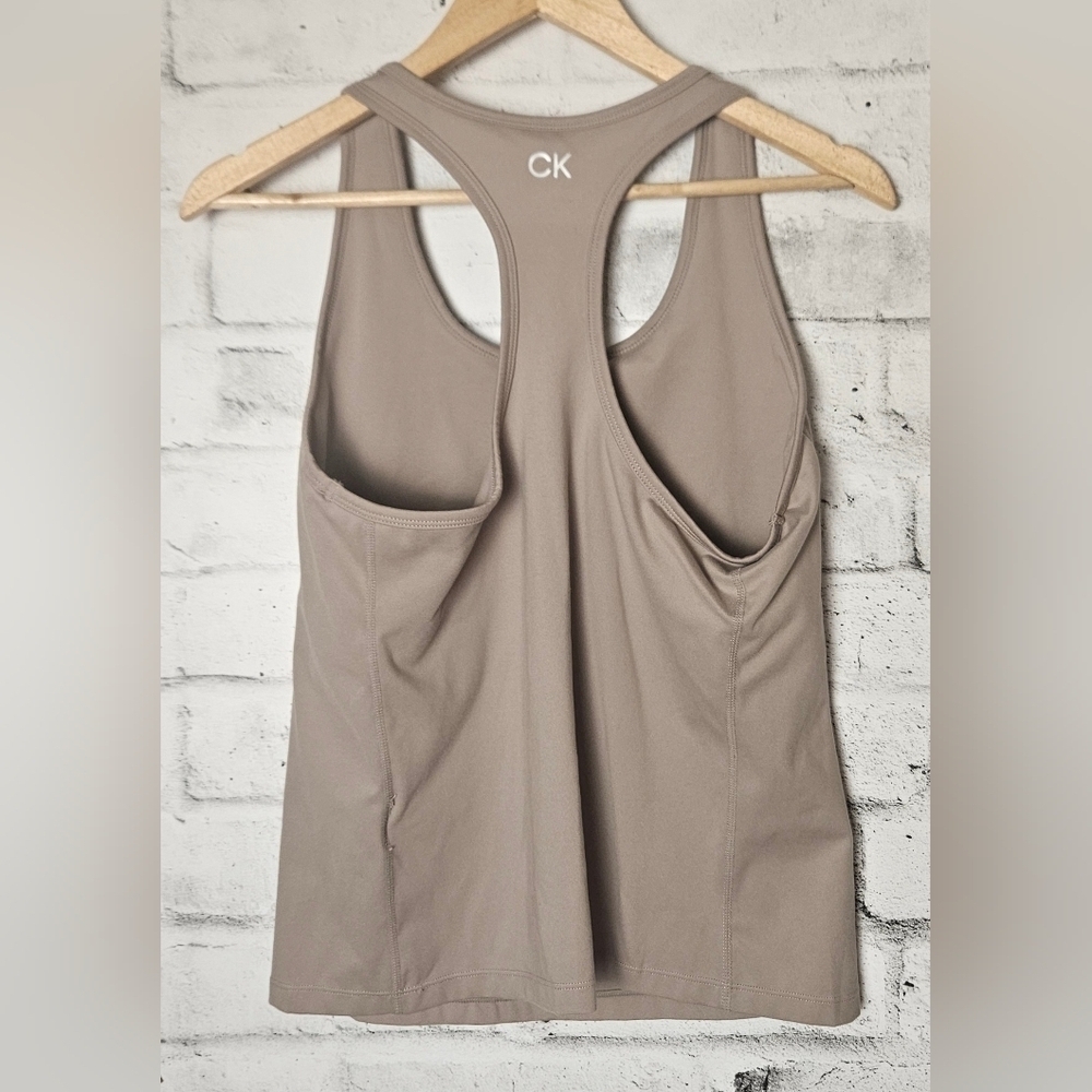 Calvin Klein Performance Built In Bra Racerback Tank Top XL Beige - Picture 2 of 8